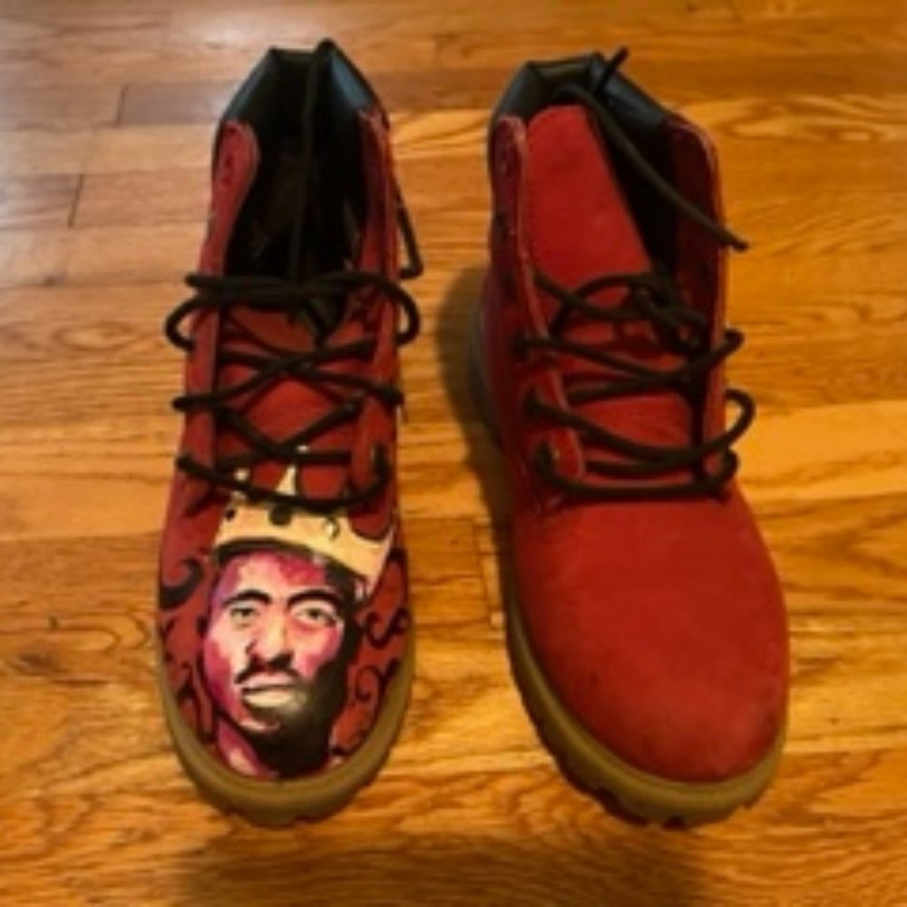 Boys size 6 handpainted Timberberlands